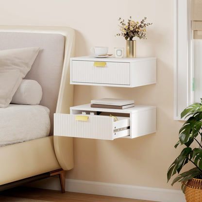Floating Nightstand Set of 2 with Wave Drawer