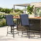Outdoor Bar Stools Set of 2, 360° Swivel Bar Height Chairs, 26.8" x 29.5" x 48.4", Tan