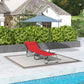 Outdoor Folding Lounge Chair, 4-Level Adjustable Chaise Lounge with Headrest, Tanning Chair Beach Bed Reclining Lounger Cot for Camping, Hiking, Backyard, Wine Red