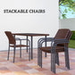 5 Pieces Outdoor Dining Set for 4, PE Wicker Rattan Patio Furniture Set with Stackable Chairs and Glass Table Top