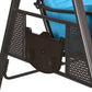 Outdoor Patio 3-Person Steel Canopy Cushioned Seat Bench Swing with Included Side Trays & Padded Comfort, Wine Red