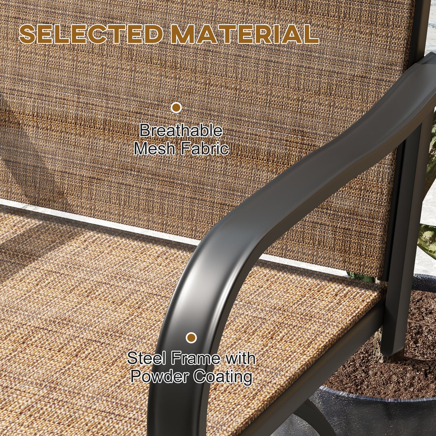 Outdoor Bar Stools Set of 2, 360° Swivel Bar Height Chairs, 26.8" x 29.5" x 48.4", Tan