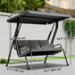3-Person Porch Swing Chair, Patio Swing Bench with Adjustable Canopy, Removable Thicken Cushion, Black