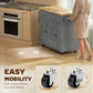 Kitchen Island with Storage, Rolling Trolley Cart with Rubber Wood Top, Spice Rack, Towel Rack, 2 Locking Brakes, Grey