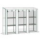 Lean-to Greenhouse with 3 Tier Shelves, Mini Greenhouse with 3 Roll-Up Doors for Indoor Outdoor, White
