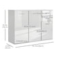 High Gloss Sideboard with 2 Drawers and 3 Doors, Buffet Cabinet with Adjustable Shelf, Coffee Bar Cabinet with Storage, White