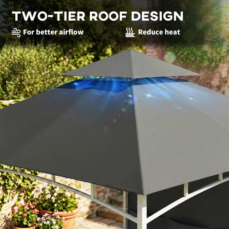 10' x 10' Dark Grey Patio Gazebo with Storage & Hook