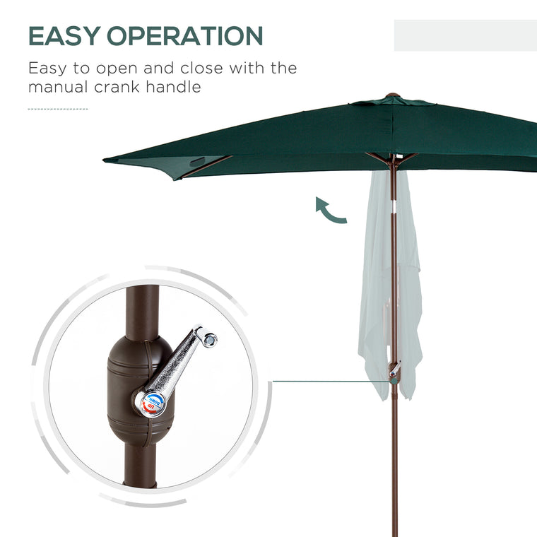 6.5x10ft Green Aluminum Tilt Umbrella with Crank