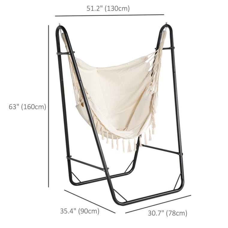 Cream White Hammock Chair with U-Shape Stand