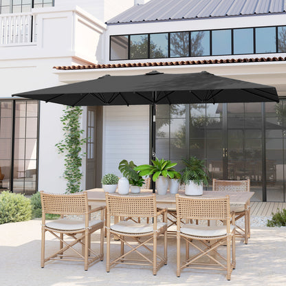 Grey Double-Sided Umbrella with Adjustable Height & 12 Ribs