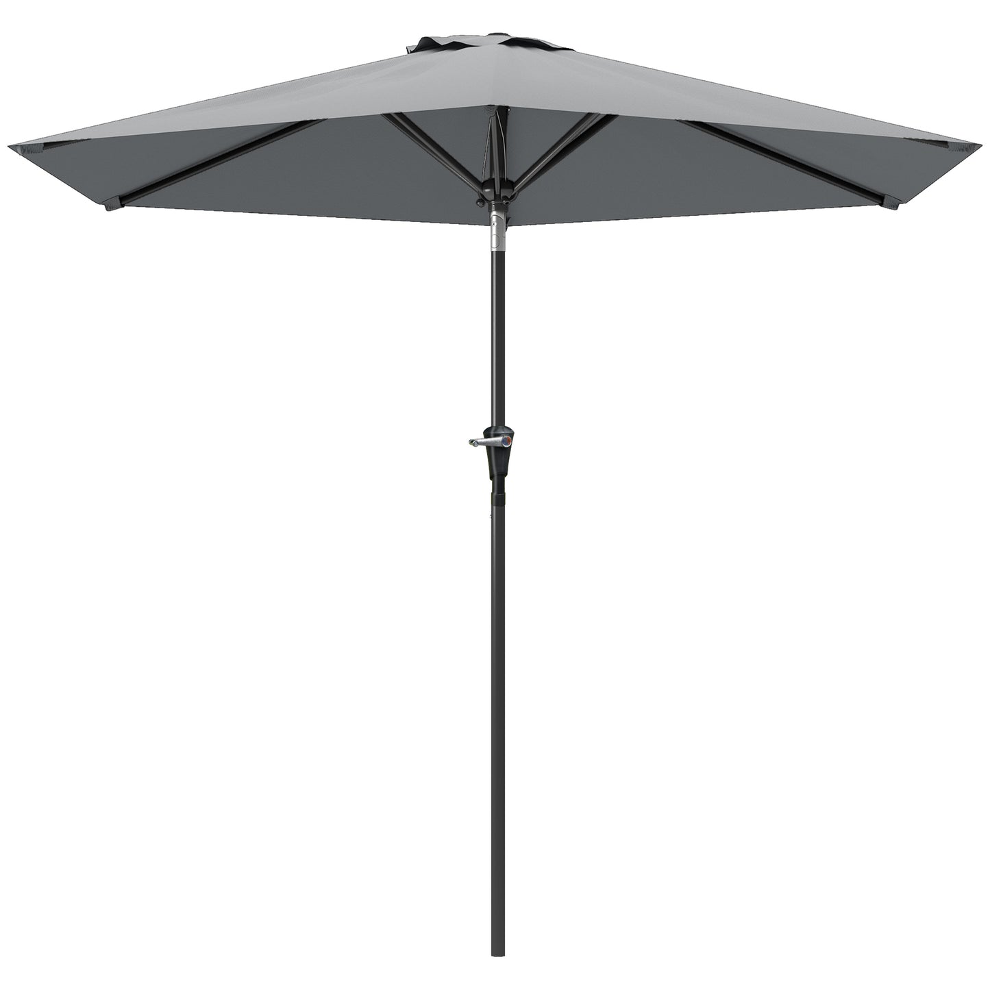 Patio Sun Umbrella, Outdoor Parasol with 6 Ribs, Light Grey