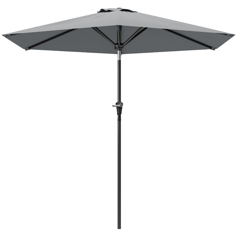 Light Grey Patio Sun Umbrella with 6 Ribs