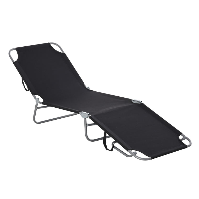 Black Folding Chaise Lounge with Mesh Fabric