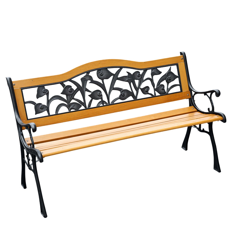 50" 2-Seater Cast Iron & Wood Garden Bench