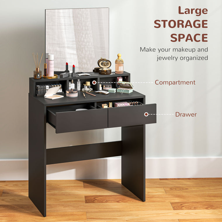 Makeup Vanity Desk with Mirror and Drawers - Black