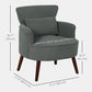 Modern Accent Chair, Upholstered Armchair with Solid Wood Legs and Lumbar Pillow for Living Room, Grey