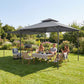 Patio Gazebo with Double Roof Outdoor Gazebo Canopy with Extendable Shade 126" x126" Dark Grey