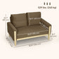 53" Loveseat Sofa, Small 2 Seater Couch with Solid Wood Legs, Modern Velvet Sofa for Living Room, Small Spaces,Brown