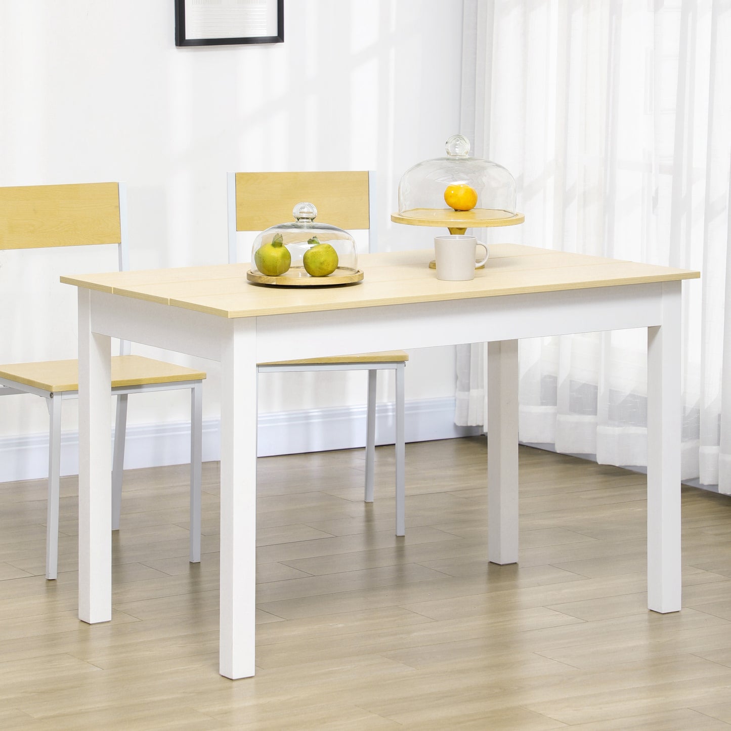 Kitchen Table, Dining Table for 4 to 6 People, 46.9" W x 27.6" D x 29.5" H, Oak