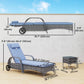 3 Pieces Wicker Patio Lounger Set with Table, PE Rattan Outdoor Lounge Chair Set with Cushions, Wheels, 5-Level Reclining Backrest, Headrest, Grey