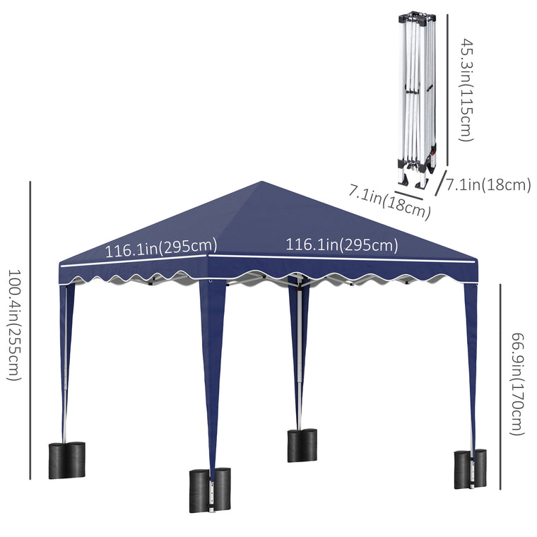 10' x 10' Blue Pop Up Party Tent with Sand Bags