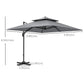 10' x 10' Cantilever Patio Umbrella, Double Top Square Offset Umbrella with 360° Rotation, Light Grey