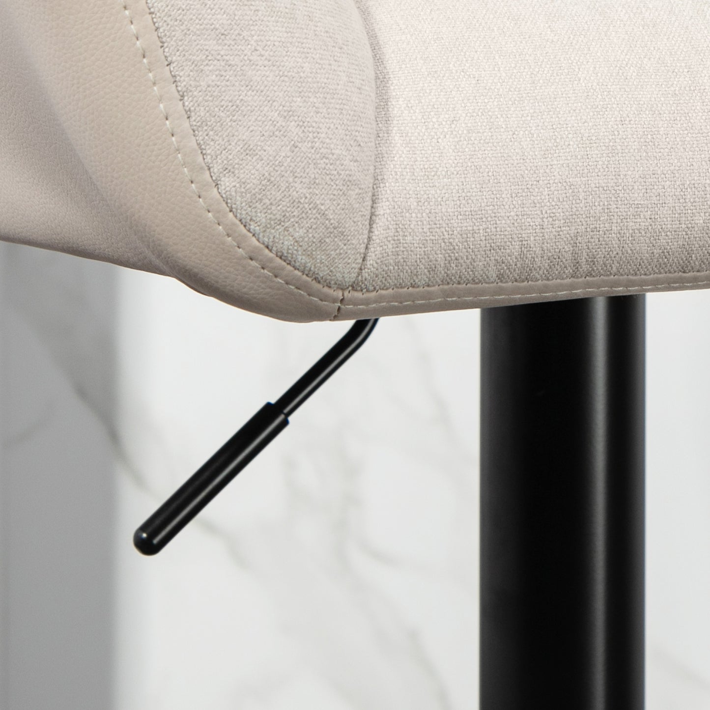 Swivel Barstools Set of 2 Adjustable Bar Stools with Footrest Armrests and PU Leather Back for Dining Room Cream White