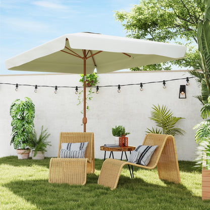 Patio Umbrella 118.1" x 78.7" Outdoor Parasol UV50+ Protection in White