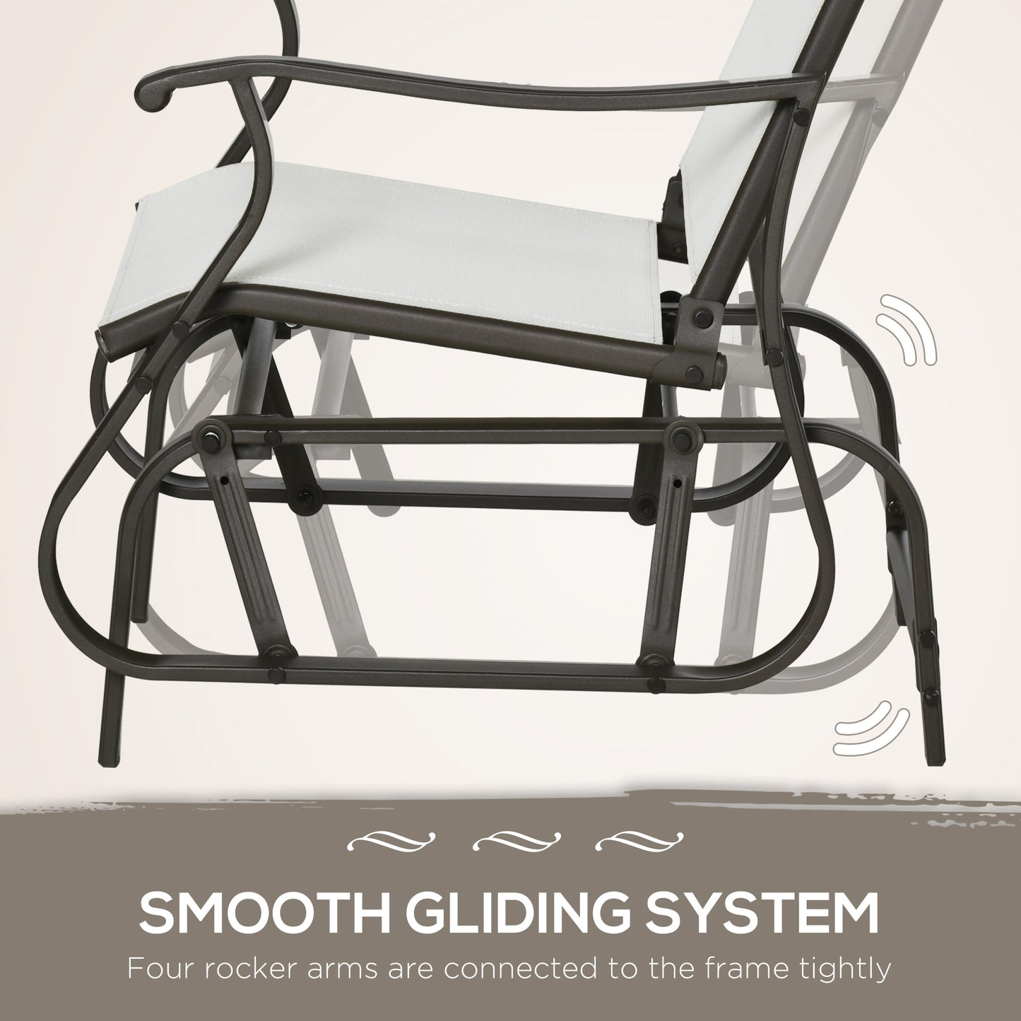 3PCs Gliding Rocking Chair & Bistro Tea Table Set, Mixed Grey