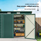 8 x 4FT Galvanized Garden Storage Shed, Metal Outdoor Shed with Double Doors and 2 Vents, Green