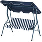 Outdoor Porch Swing with Adjustable Canopy, 3-Seater Patio Swing Chair with Cushion, Black