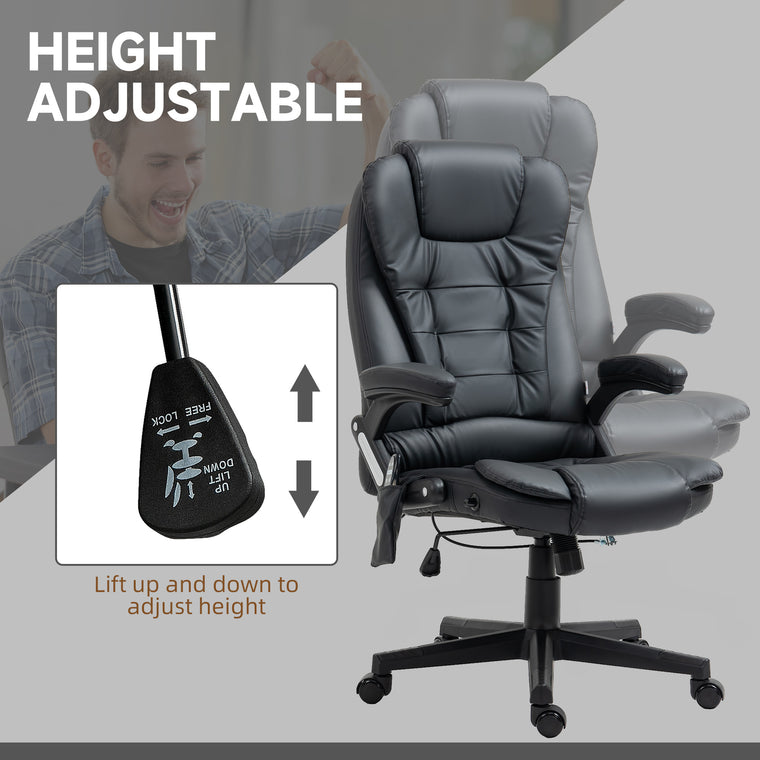 Executive Heated Massage Office Chair, Reclining - Black