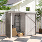 3.3' x 3.4' Lean-to Outdoor Garden Storage Shed, Galvanized Steel with Lockable Door for Patio Brown and White