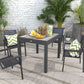 Extendable Dining Table, Rectangular Patio Outdoor Table with Aluminum Frame and Plastic Board Tabletop for Lawn, Grey