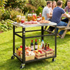 Black 2-Tier Grill Cart with Stainless Steel Tabletop