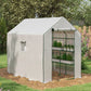 Portable Greenhouse, Walk-In Small Outdoor Green House with 2 Tier U-Shaped Flower Rack Shelves, 4.6' x 4.7', White