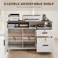 Mobile Printer Stand with Charging Station and USB Ports, Locking Filing Cabinet for A4 and Letter Size, White