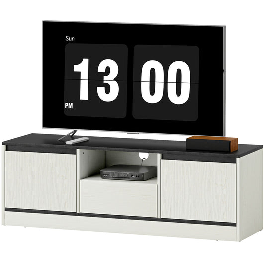 43-55" TV Stand with Cabinets and Cable Management - White