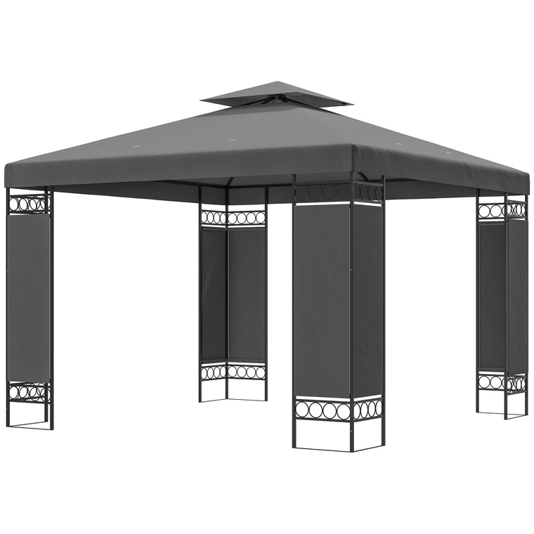 10' x 10' Dark Grey Canopy Gazebo with Screen Panels