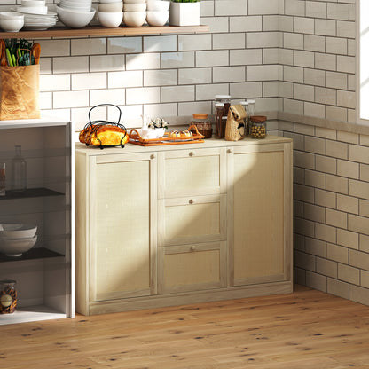Boho Sideboard Buffet with 3 Drawers - Natural