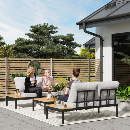 4-Piece Teak L-Shaped Garden Set with 2 Loveseats