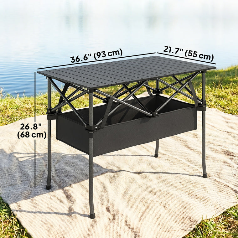 3ft Folding Camping Table with Mesh Storage Net