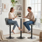 Bar Stools Set of 2, Swivel Counter Height Barstools with Footrest, Grey