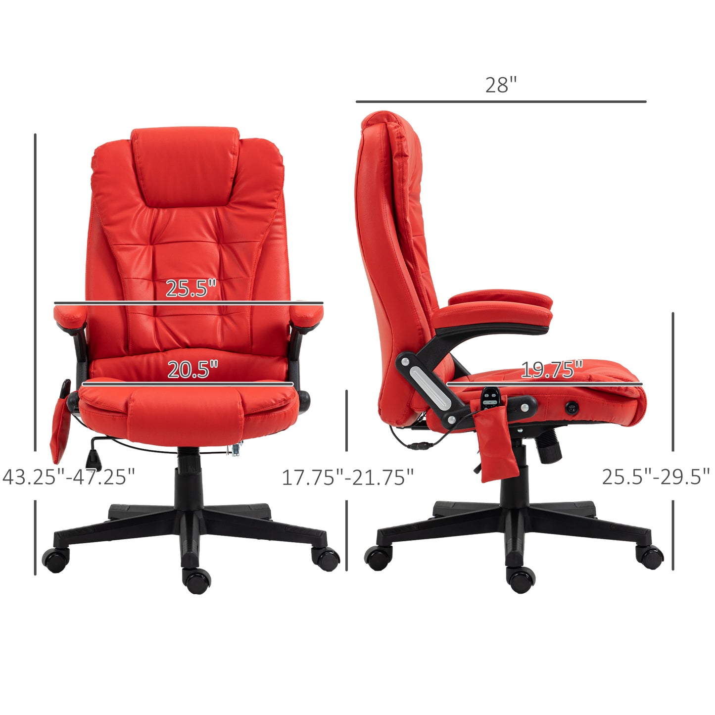 Heated Massage Office Chair, Ergonomic High Back Swivel Executive Chair with Vibration, Faux Leather