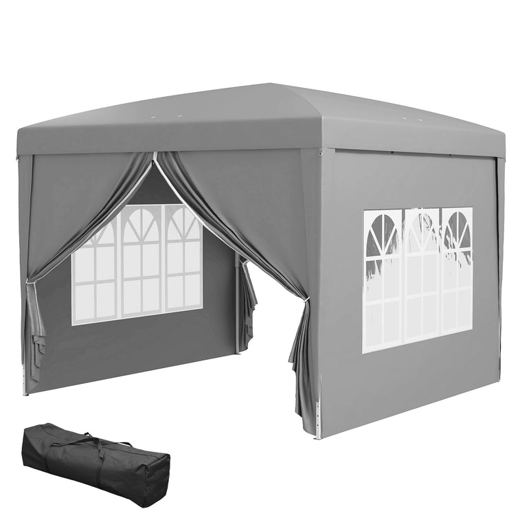 10' x 10' Light Grey Pop-Up Party Tent Gazebo with Carry Bag