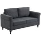Vintage Loveseat, Upholstered Love Seat Furniture, Chenille-feel Fabric 2 Seater Sofa Couch with Rolled Arms, Gourd-Shaped Rubber Wood Legs for Living Room, Dark Grey