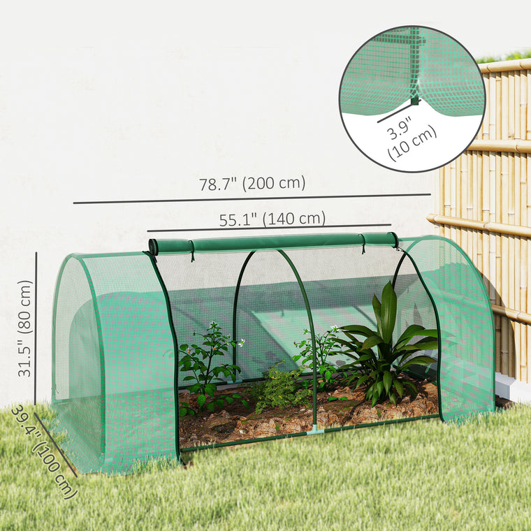 79" x 39" x 32" Green Mini Greenhouse with Zippered Doors