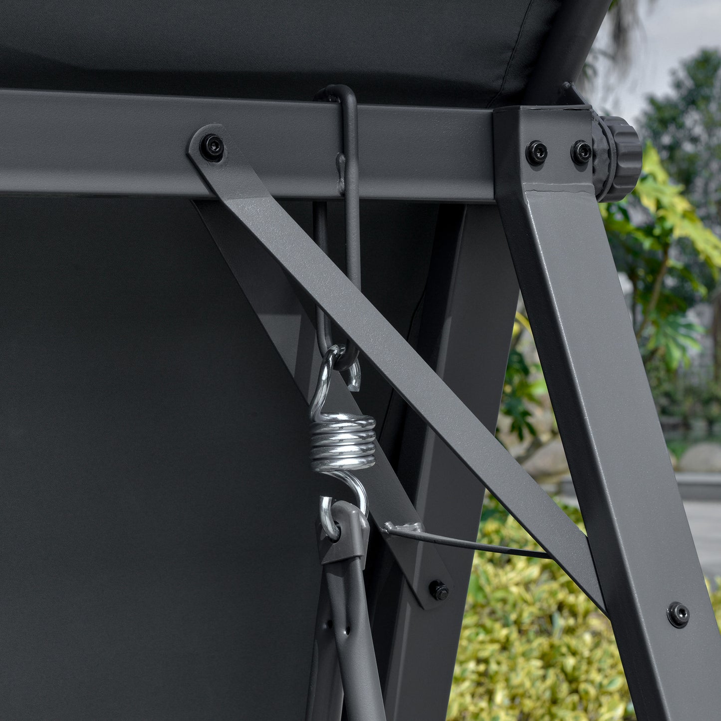 2-Seat Outdoor Porch Swing Patio Swing with Adjustable Canopy, Removable Seat and and Steel Frame for Garden, Poolside