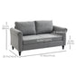 Vintage Loveseat, Upholstered Love Seat Furniture, Chenille-feel Fabric 2 Seater Sofa Couch with Rolled Arms, Gourd-Shaped Rubber Wood Legs for Living Room, Light Grey