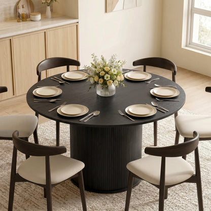 47" Round Dining Table with Fluted Pedestal Base
